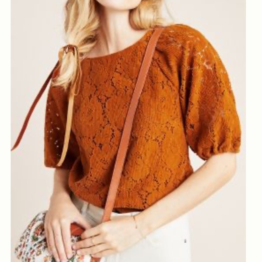 Anthropologie Dolan Norah Rusty Brown Floral Corduroy Blouse